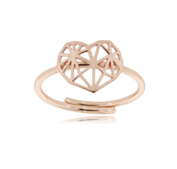 ANELLO CON CUORE ORIGAMI IN ARGENTO TIT 925‰ MISURA REGOLABILE