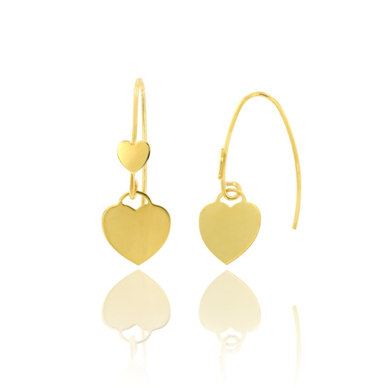 ORECCHINI AD AMO CON CUORI IN ARGENTO DORATO TIT 925