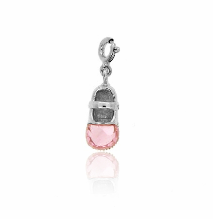 CIONDOLO SCARPETTA MM 17X7 IN AG TIT 925‰ E CRISTALLO CON MAGLIA A MOLLA