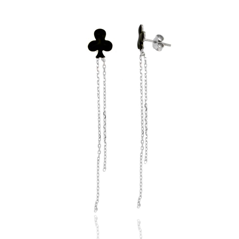 ORECCHINI PENDENTI FIORI IN ARGENTO RODIATO E SMALTATO TIT 925