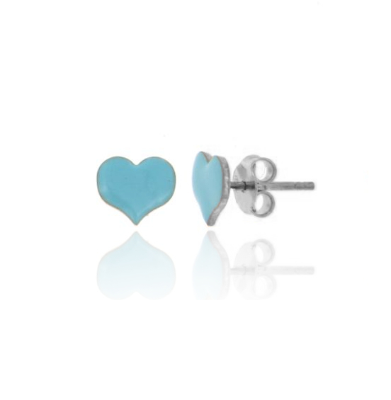 ORECCHINI A LOBO CUORE PICCOLO IN ARGENTO RODIATO E SMALTATO TIT 925
