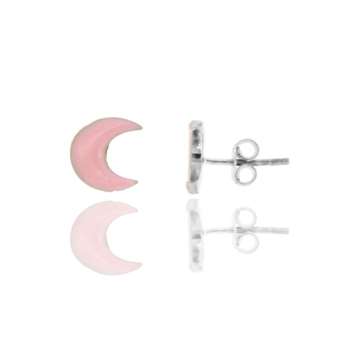 ORECCHINI A LOBO LUNA IN ARGENTO RODIATO E SMALTATO TIT 925