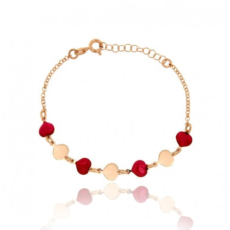 BRACCIALE CON CUORI SMALTATI IN ARGENTO RAMATO TIT 925 CM 17-20