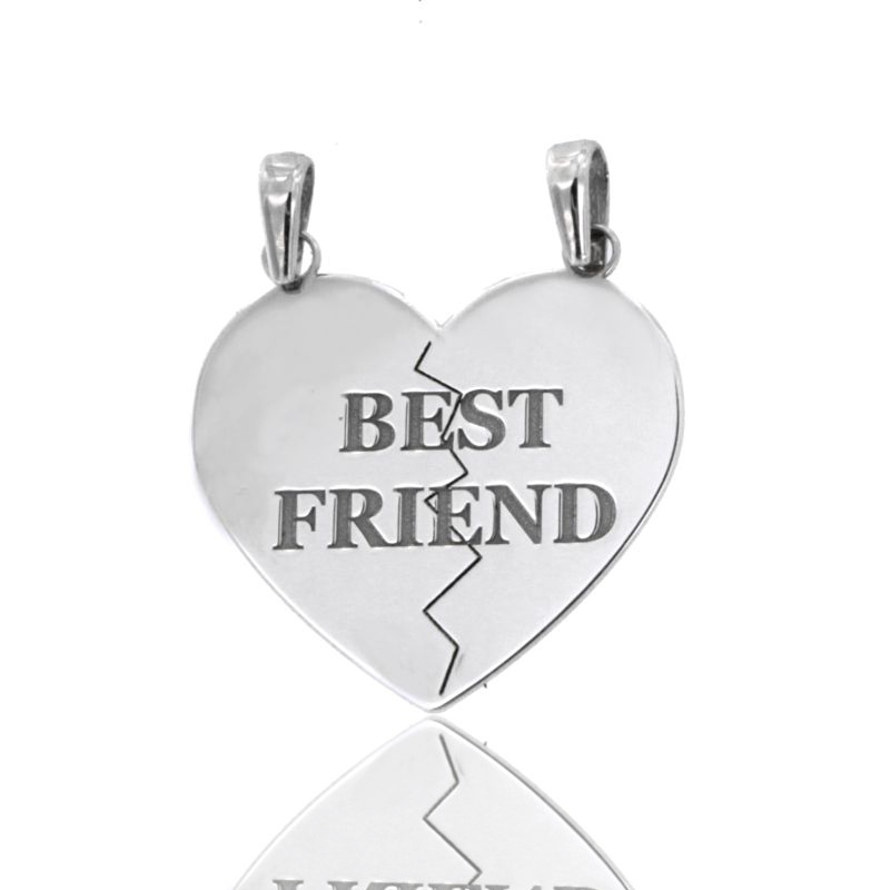 CIONDOLO CUORE DIVISIBILE BEST FRIEND IN ARGENTO RODIATO TIT 925
