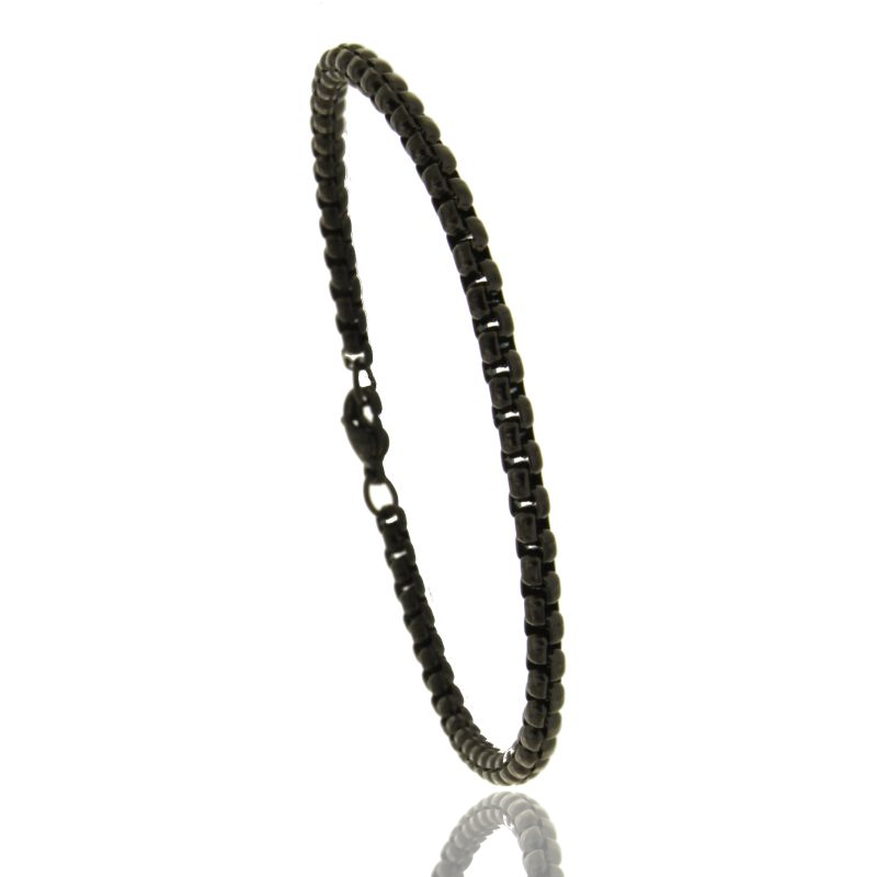 BRACCIALE VENEZIANA ALLUNGATA IN ACCIAIO PLACCATO RUTENIO CM 21