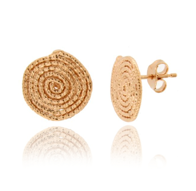ORECCHINI A LOBO SPIRALE MM 13 IN ARGENTO ROSATO TIT 925
