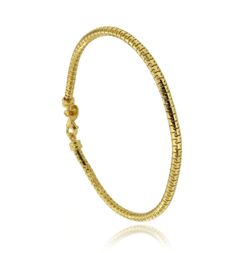 BRACCIALE TUBOLARE MAGLIA PUZZLE CM 20 IN ARGENTO DORATO TIT 925