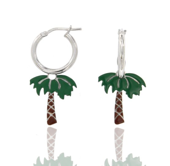 ORECCHINI A CERCHIO DIAM 12 CON SIMBOLO SMALTATO PENDENTE IN ARGENTO TIT 925