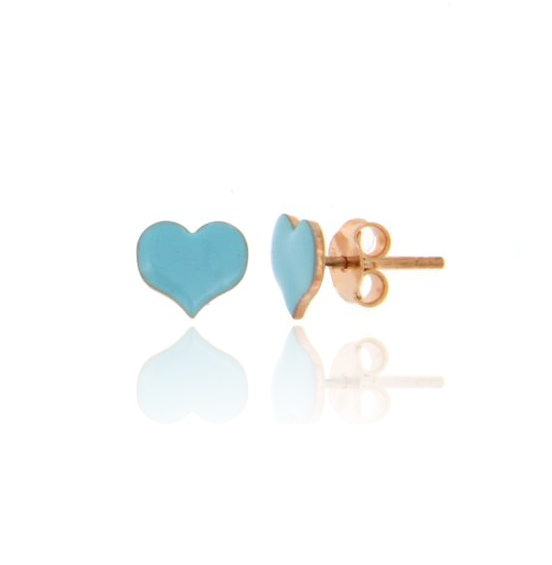 ORECCHINI A LOBO CUORE PICCOLO IN ARGENTO RODIATO E SMALTATO TIT 925