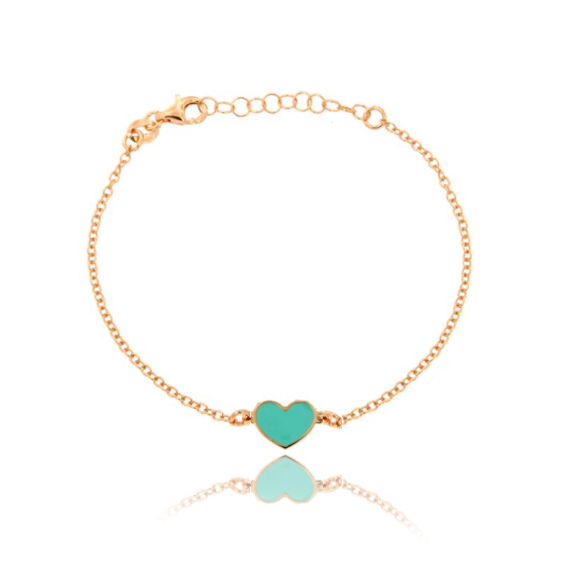 BRACCIALE FORZATINA CON CUORE CENTRALE SMALTATO IN ARGENTO TIT 925 CM 17-20