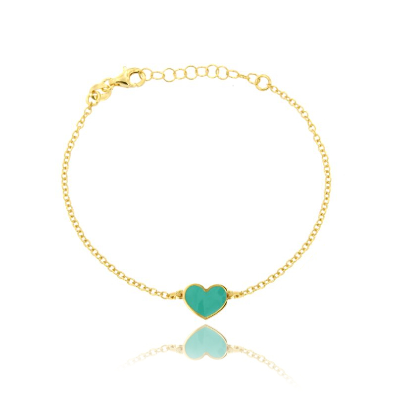 BRACCIALE FORZATINA CON CUORE CENTRALE SMALTATO IN ARGENTO TIT 925 CM 17-20