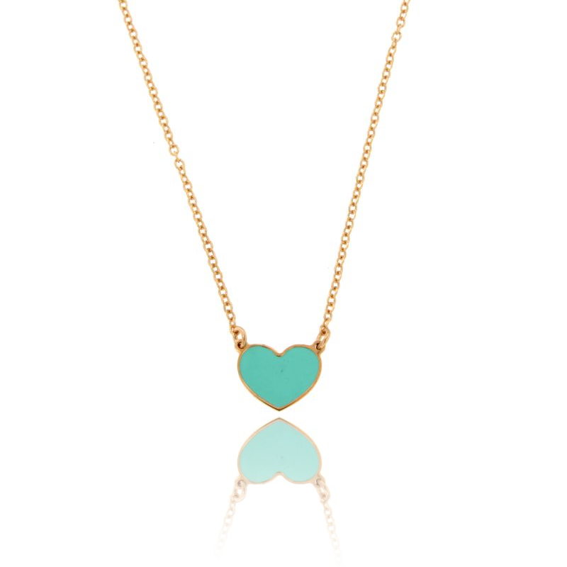 COLLANA FORZATINA CON CUORE CENTRALE SMALTATO IN ARGENTO TIT 925 CM 17-20