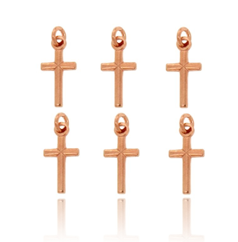 CIONDOLO CROCE PZ 6 MM 13X7 IN ARGENTO ROSATO TIT 925‰