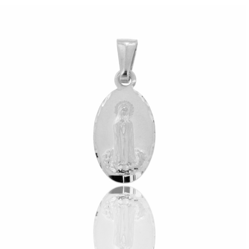 CIONDOLO OVALE MADONNA DI FATIMA MM 21X11 IN ARGENTO RODIATO TIT 925‰