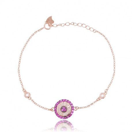 BRACCIALE FORZATINA CON TONDO IN ARGENTO TIT 925 E ZIRCONI CM 17-20