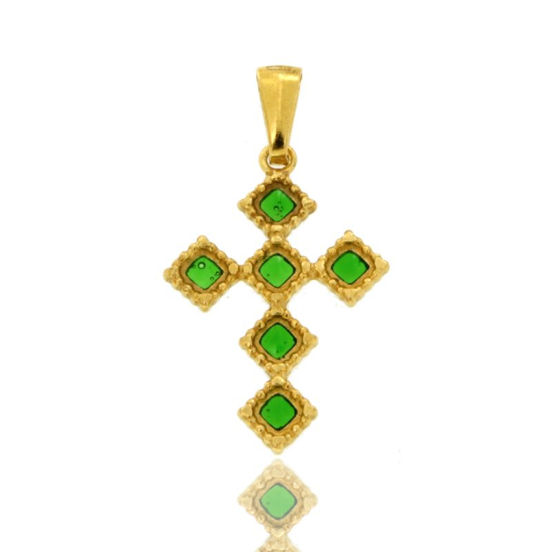 CIONDOLO CROCE 6 ROMBI MM 27X18 IN ARGENTO TIT 925‰ E SMALTO CATTEDRALE