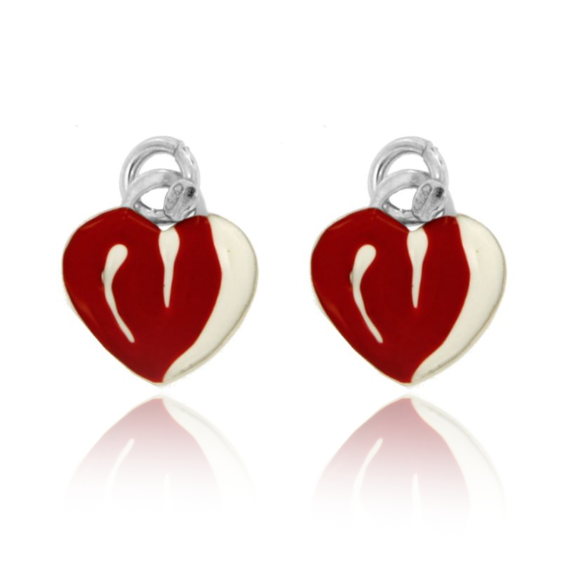 CIONDOLO PZ 2 CUORE MM 15 IN ARGENTO RODIATO TIT 925‰ E SMALTO