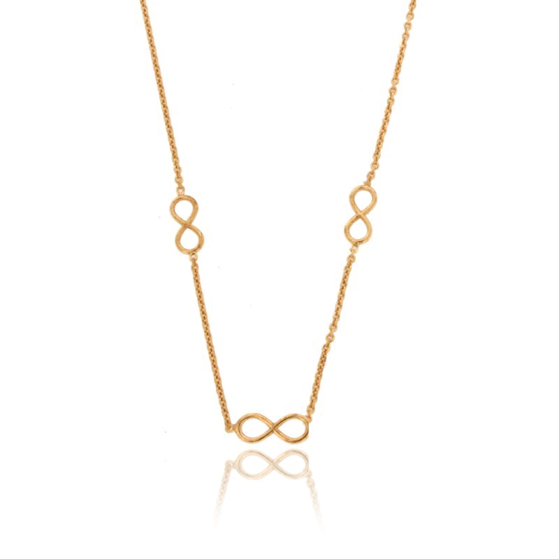COLLANA FORZATINA CON 3 INFINITO ALTERNATI IN ARGENTO ROSATO TIT 925 CM 17-19