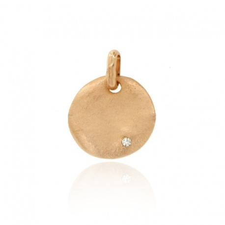 CIONDOLO TONDO IN ARGENTO ROSATO TIT 925 E ZIRCONE