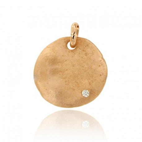 CIONDOLO TONDO IN ARGENTO ROSATO TIT 925 E ZIRCONE