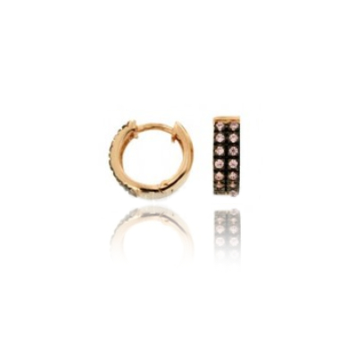 ORECCHINI A CERCHIO SCATTINO DIAMETRO MM 10 SPESSORE MM 4 IN ARGENTO ROSATO TIT 925 E ZIRCONI