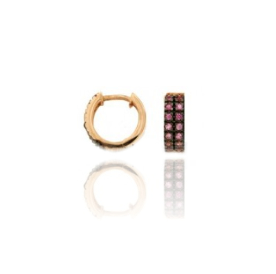 ORECCHINI A CERCHIO SCATTINO DIAMETRO MM 10 SPESSORE MM 4 IN ARGENTO ROSATO TIT 925 E ZIRCONI