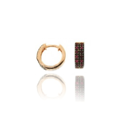 ORECCHINI A CERCHIO SCATTINO DIAMETRO MM 10 SPESSORE MM 4 IN ARGENTO ROSATO TIT 925 E ZIRCONI