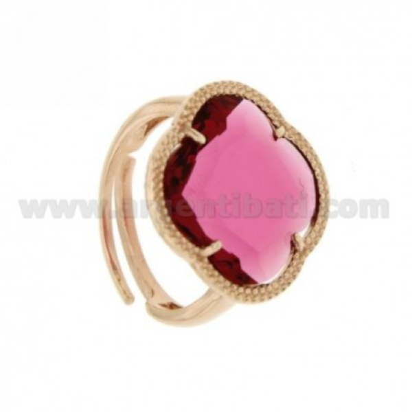 ANELLO REGOLABILE FIORE IN ARGENTO TIT 925 E PIETRA IDROTERMALE 