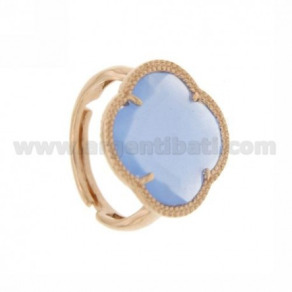 ANELLO REGOLABILE FIORE IN ARGENTO TIT 925 E PIETRA IDROTERMALE 