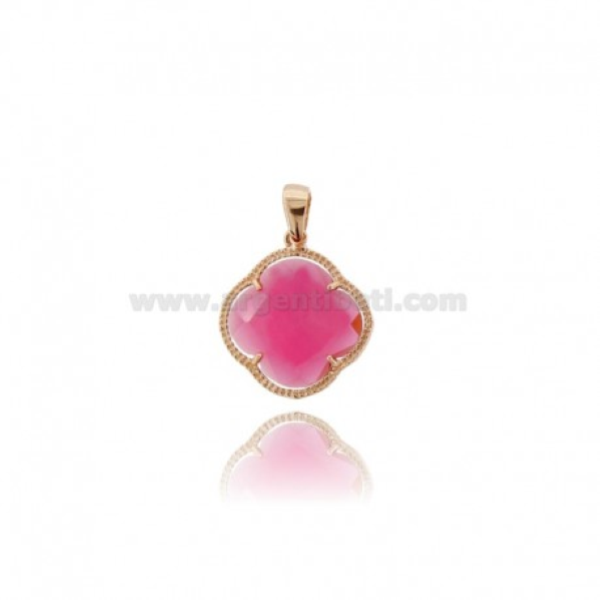 CIONDOLO FIORE GRANDE IN ARGENTO TIT 925 E PIETRA IDROTERMALE  