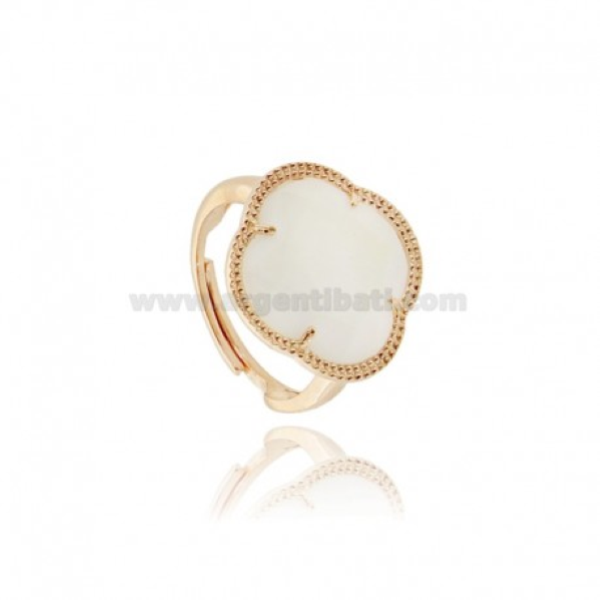 ANELLO REGOLABILE FIORE IN ARGENTO TIT 925 E PIETRA IDROTERMALE 