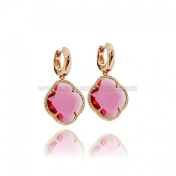 ORECCHINI A CERCHIO SCATTINO CON FIORE GRANDE PENDENTE IN ARGENTO TIT 925 E PIETRE IDROTERMALI