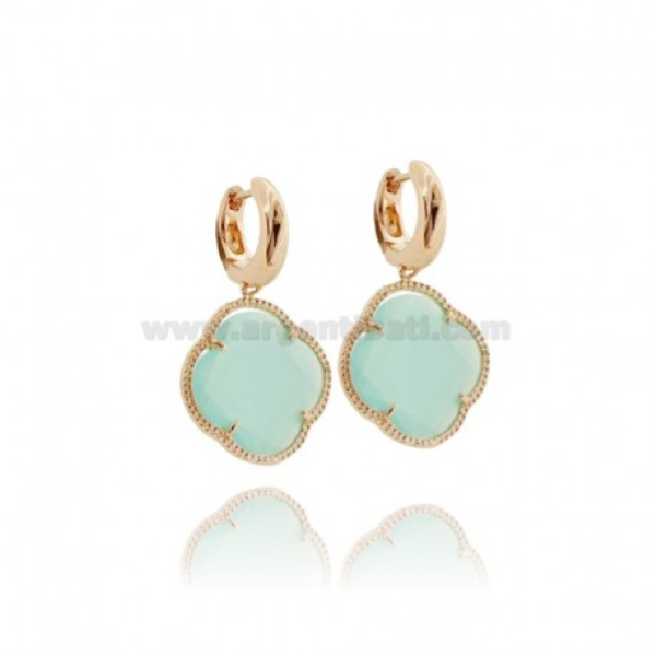 ORECCHINI A CERCHIO SCATTINO CON FIORE GRANDE PENDENTE IN ARGENTO TIT 925 E PIETRE IDROTERMALI