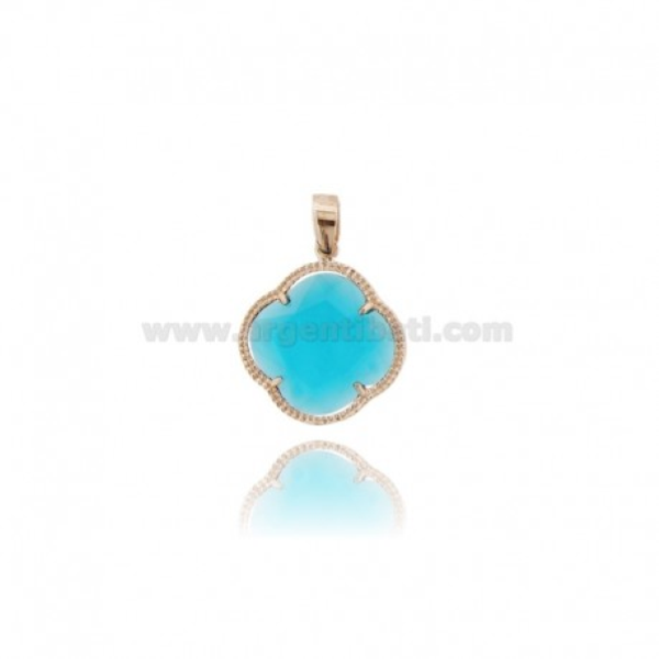 CIONDOLO FIORE GRANDE IN ARGENTO TIT 925 E PIETRA IDROTERMALE  
