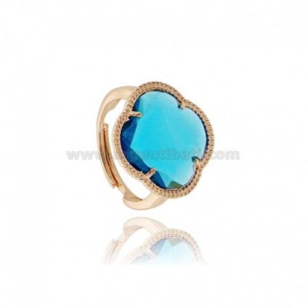 ANELLO REGOLABILE FIORE IN ARGENTO TIT 925 E PIETRA IDROTERMALE 