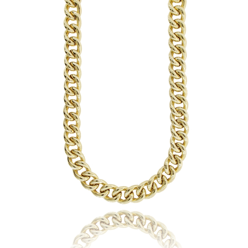 COLLANA MAGLIA GROUMETTE VUOTA MM 13 IN ARGENTO DORATO TIT 925 CM 45-50