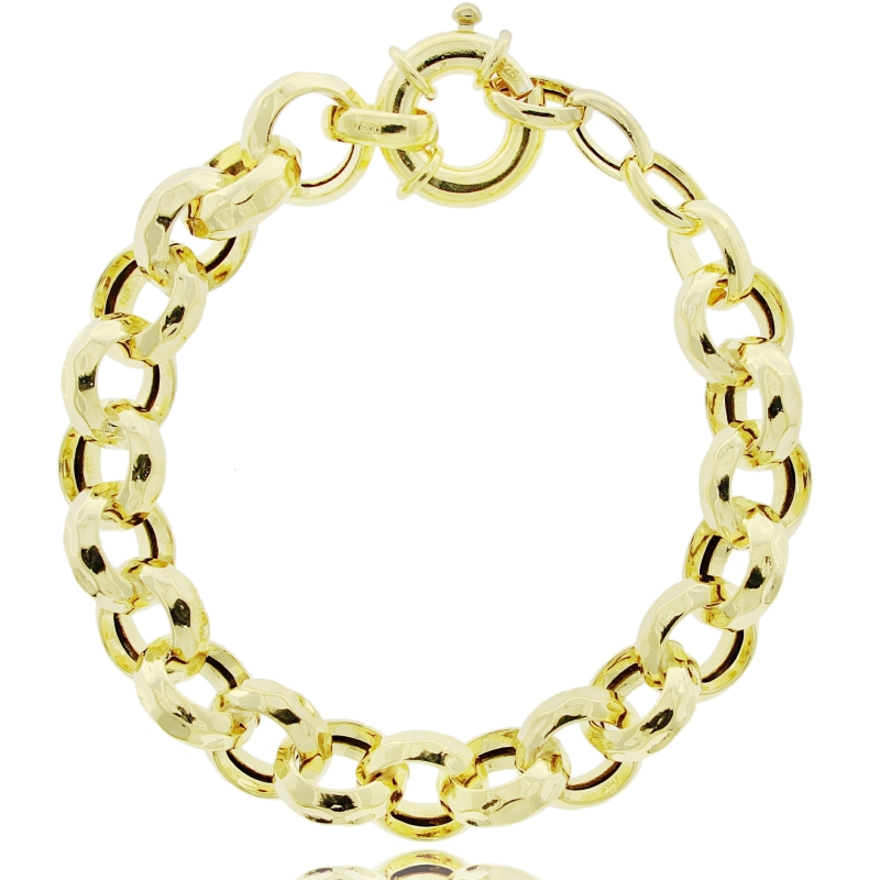 BRACCIALE ROLO VUOTA DIAMANTATA MM 13 IN ARGENTO DORATO TIT 925 CM 19-21