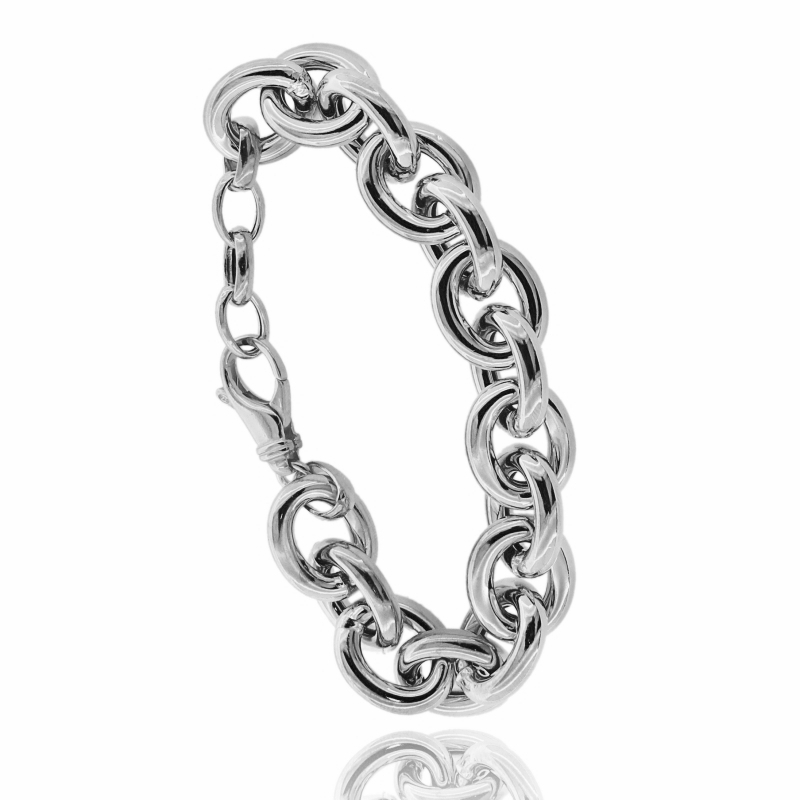 BRACCIALE FORZATINA MM 13 SPESSORE 3,5 MM IN ARGENTO RODIATO TIT 925 CM 19-21