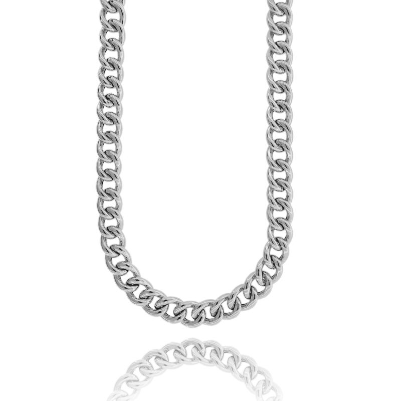 COLLANA MAGLIA GROUMETTE VUOTA MM 11 IN ARGENTO PLATINATO TIT 925 CM 45-50