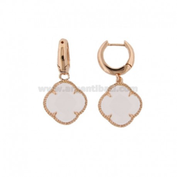 ORECCHINI A CERCHIO SCATTINO CON FIORE PICCOLO PENDENTE IN ARGENTO TIT 925 E PIETRE IDROTERMALI