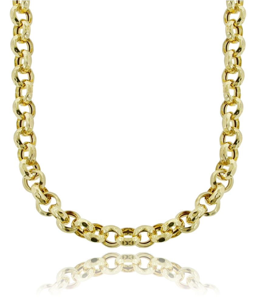 COLLANA ROLO VUOTA DIAMANTATA MM 13 IN ARGENTO DORATO TIT 925 CM 45-50