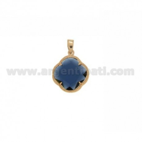 CIONDOLO FIORE GRANDE IN ARGENTO TIT 925 E PIETRA IDROTERMALE  