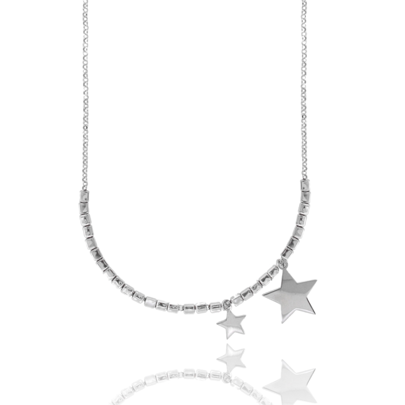 COLLANA ROLO' CON PEPITE E CIONDOLI IN ARGENTO RODIATO TIT 925 CM 45