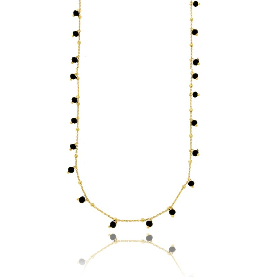 LACCIO FORZATINA CON PIETRE NERE PENDENTI IN ARGENTO DORATO TIT 925 CM 80