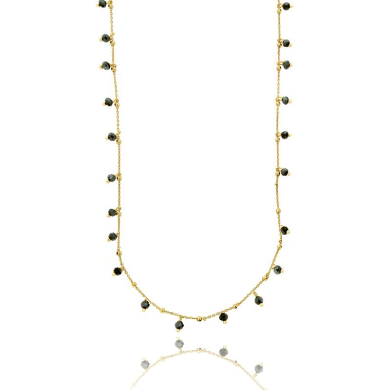LACCIO FORZATINA CON PIETRE BLU PENDENTI IN ARGENTO DORATO TIT 925 CM 80
