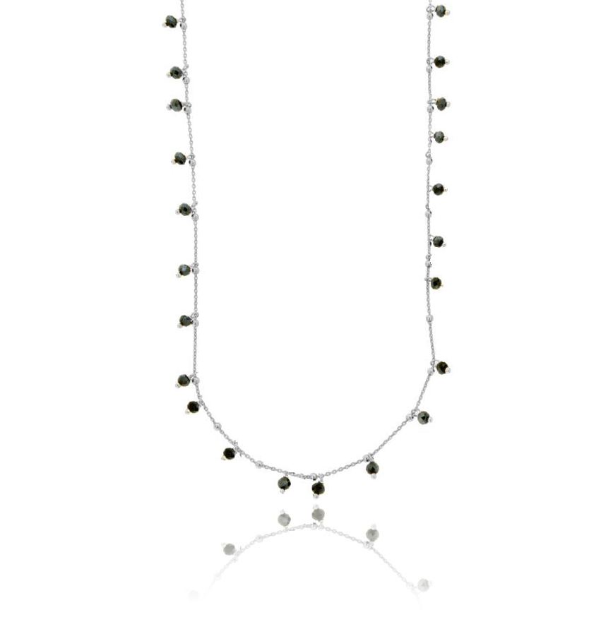 LACCIO FORZATINA CON PIETRE BLU PENDENTI IN ARGENTO RODIATO TIT 925 CM 80