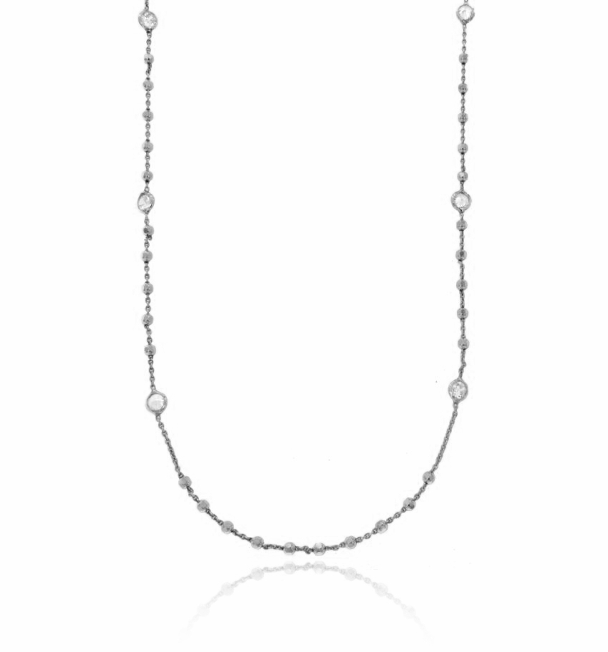 LACCIO FORZATINA CON SFERE E ZIRCONI ALTERNATI IN ARGENTO RODIATO TIT 925‰ CM 85