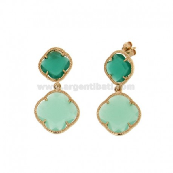 ORECCHINI DOPPIO FIORE IN ARGENTO TIT 925‰ E PIETRE IDROTERMALI