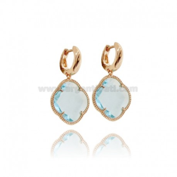 ORECCHINI A CERCHIO SCATTINO CON FIORE GRANDE PENDENTE IN ARGENTO TIT 925 E PIETRE IDROTERMALI