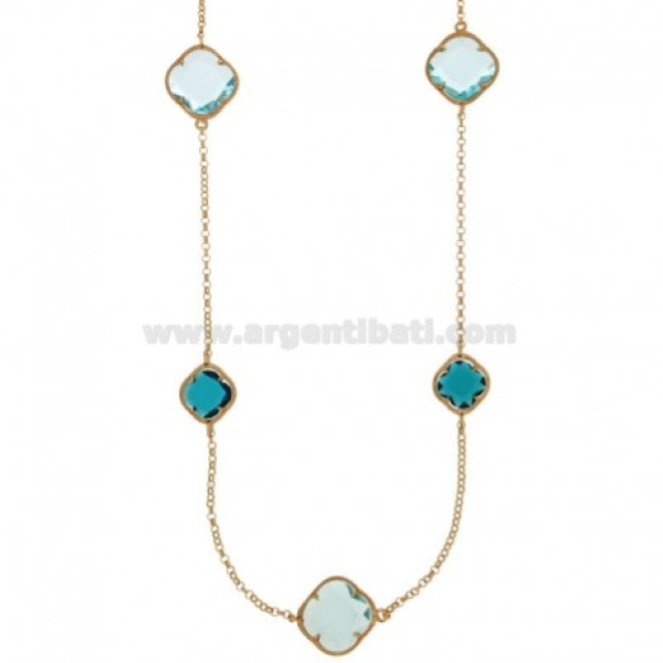 COLLANA LACCIO ROLO' FIORI CM 90 IN ARGENTO 925‰ E PIETRE IDROTERMALI 